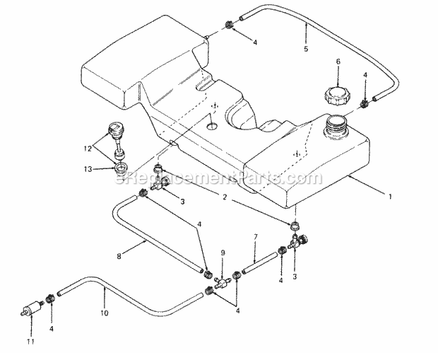 Fuel Tank Diagram and Parts List for 1882 800000-821059, 140-721-100, 141-721-100 Cub Cadet Lawn Tractor